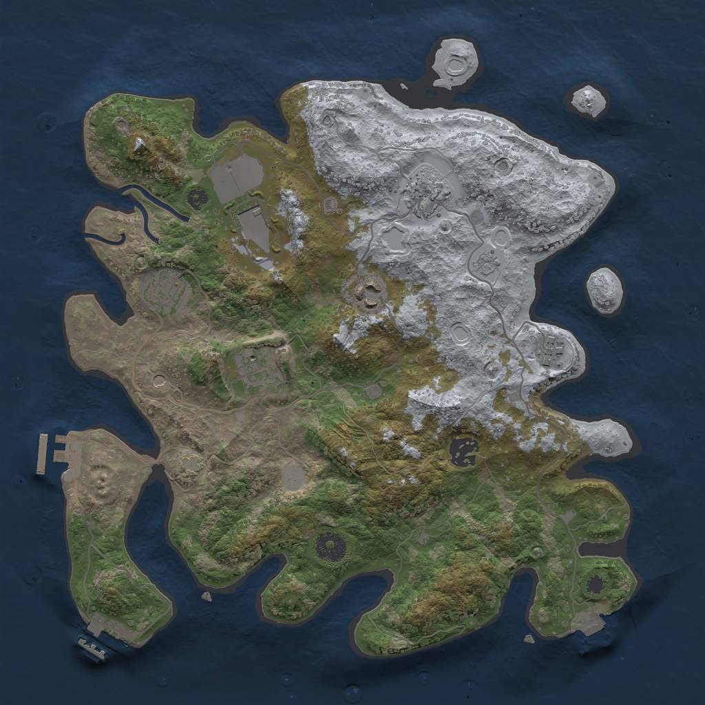 Rust Map: Procedural Map, Size: 3500, Seed: 24763, 15 Monuments