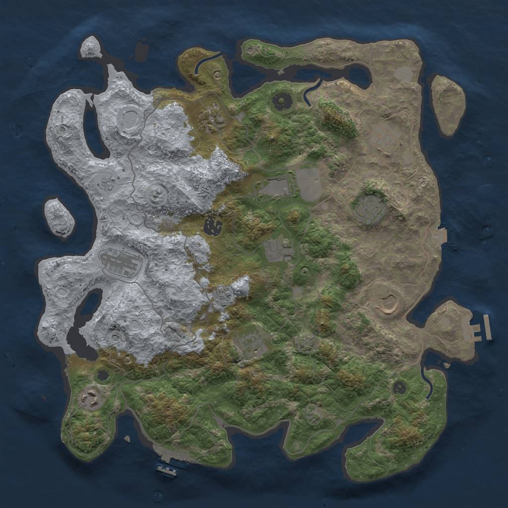 Rust Map: Procedural Map, Size: 4000, Seed: 64870018, 19 Monuments