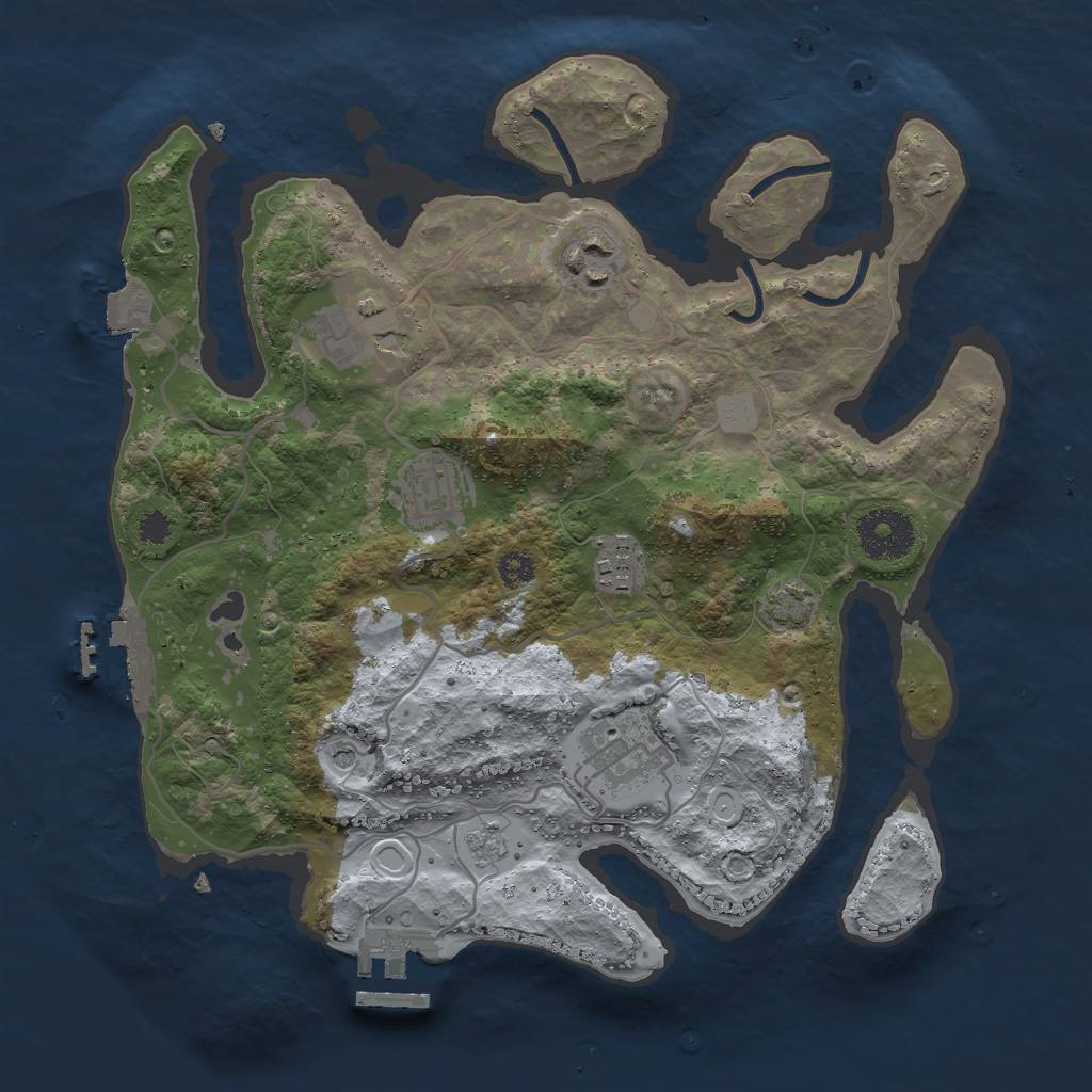 Rust Map: Procedural Map, Size: 3000, Seed: 1101349428, 13 Monuments