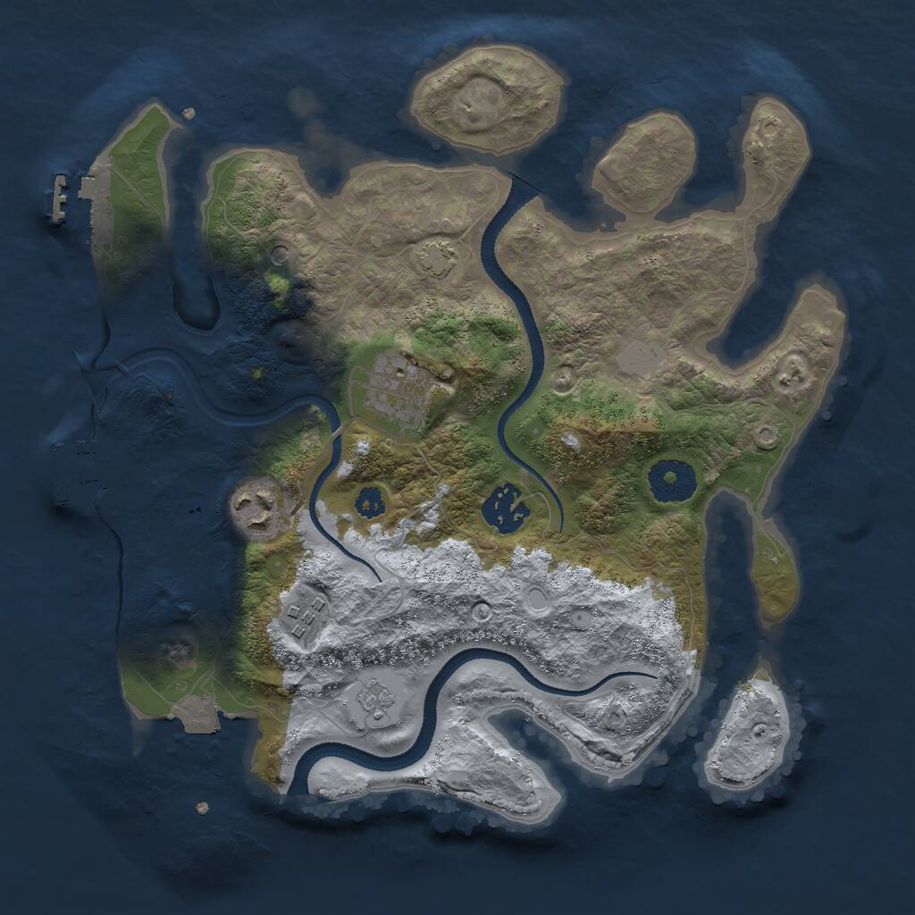 Rust Map: Procedural Map, Size: 3000, Seed: 1101349428, 10 Monuments