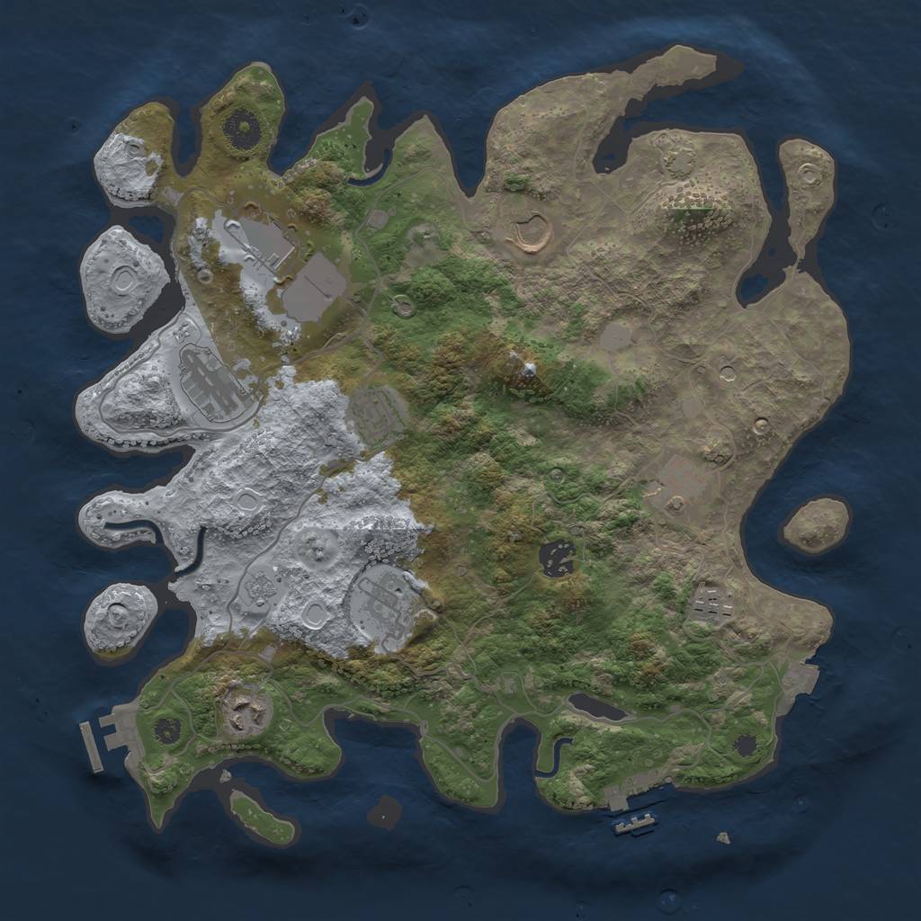 Rust Map: Procedural Map, Size: 3600, Seed: 8012, 17 Monuments