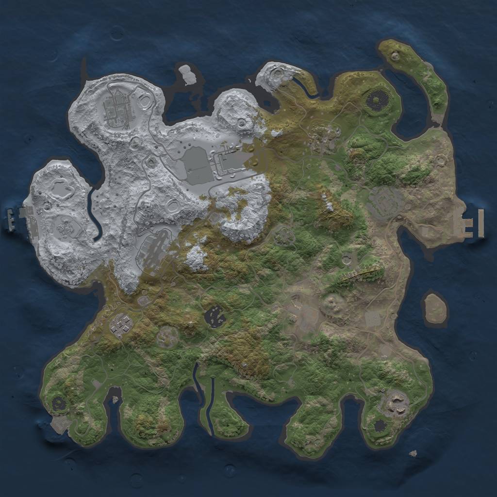 Rust Map: Procedural Map, Size: 3500, Seed: 1139554617, 17 Monuments