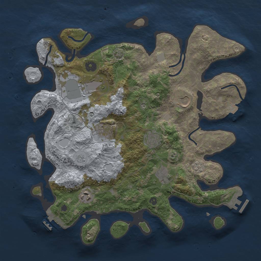 Rust Map: Procedural Map, Size: 3500, Seed: 114889625, 15 Monuments