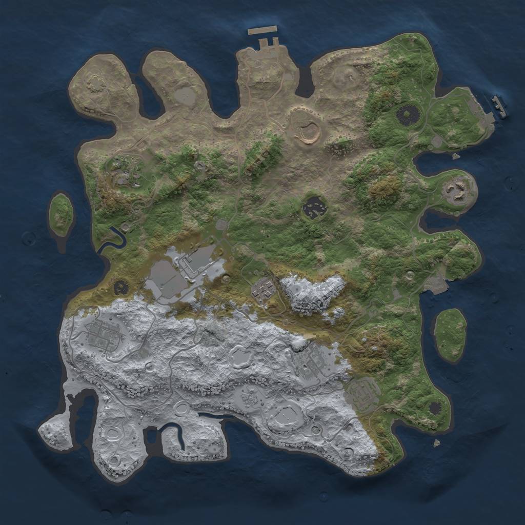 Rust Map: Procedural Map, Size: 3600, Seed: 315365133, 17 Monuments