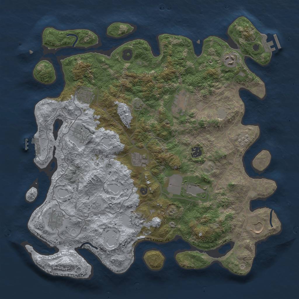 Rust Map: Procedural Map, Size: 4000, Seed: 254923074, 19 Monuments