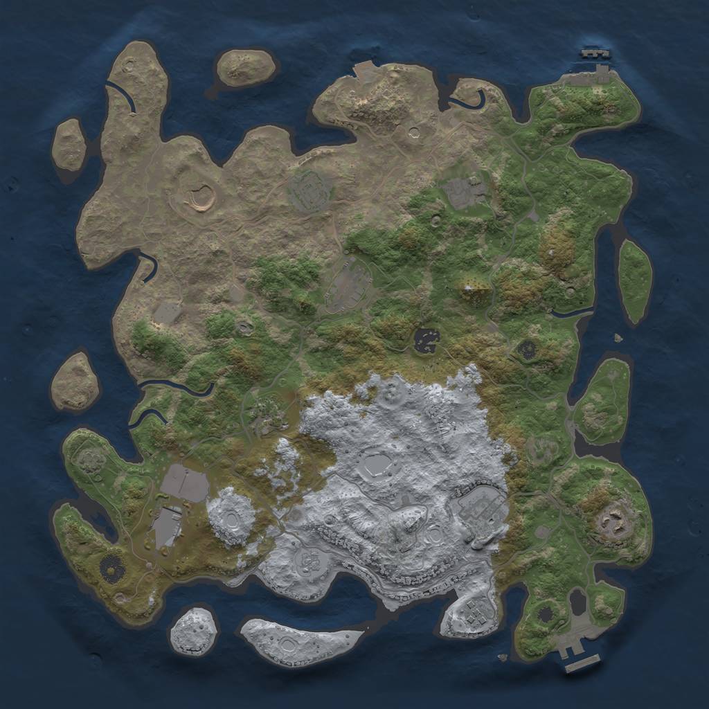 Rust Map: Procedural Map, Size: 4000, Seed: 4099, 18 Monuments