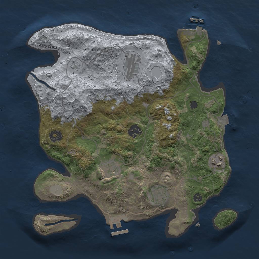 Rust Map: Procedural Map, Size: 3000, Seed: 1144692042, 11 Monuments