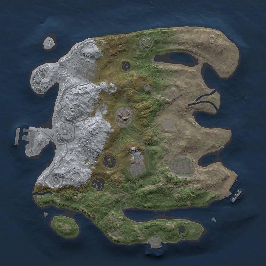 Rust Map: Procedural Map, Size: 3000, Seed: 210105751, 13 Monuments