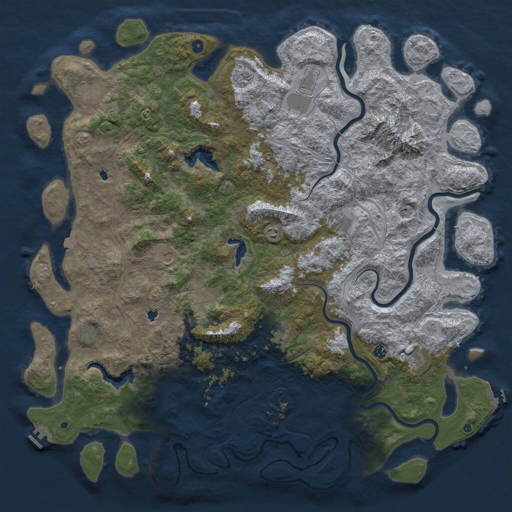 Rust Map: Procedural Map, Size: 6000, Seed: 602143440, 17 Monuments