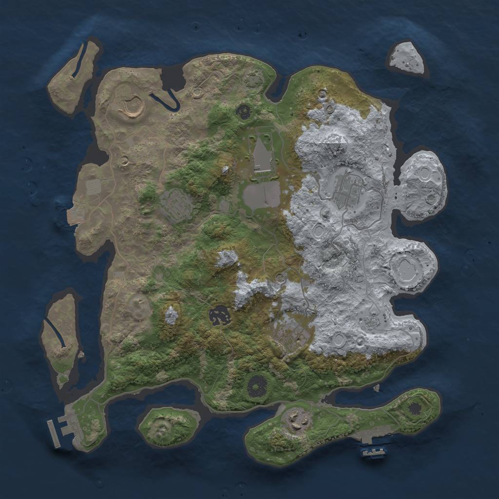 Rust Map: Procedural Map, Size: 3500, Seed: 14334243, 15 Monuments