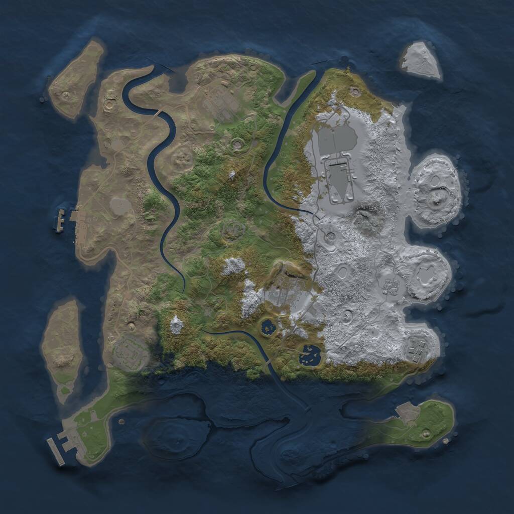 Rust Map: Procedural Map, Size: 3500, Seed: 14334243, 12 Monuments