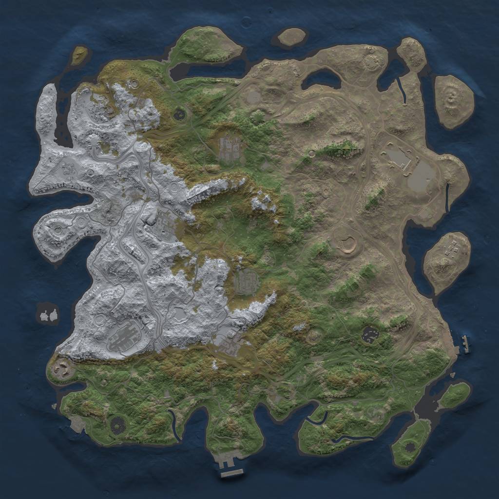 Rust Map: Procedural Map, Size: 4500, Seed: 1593481515, 19 Monuments