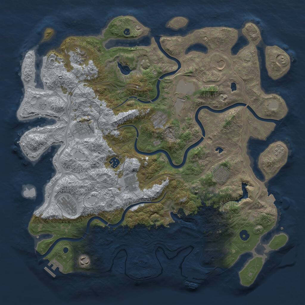 Rust Map: Procedural Map, Size: 4500, Seed: 1593481515, 17 Monuments