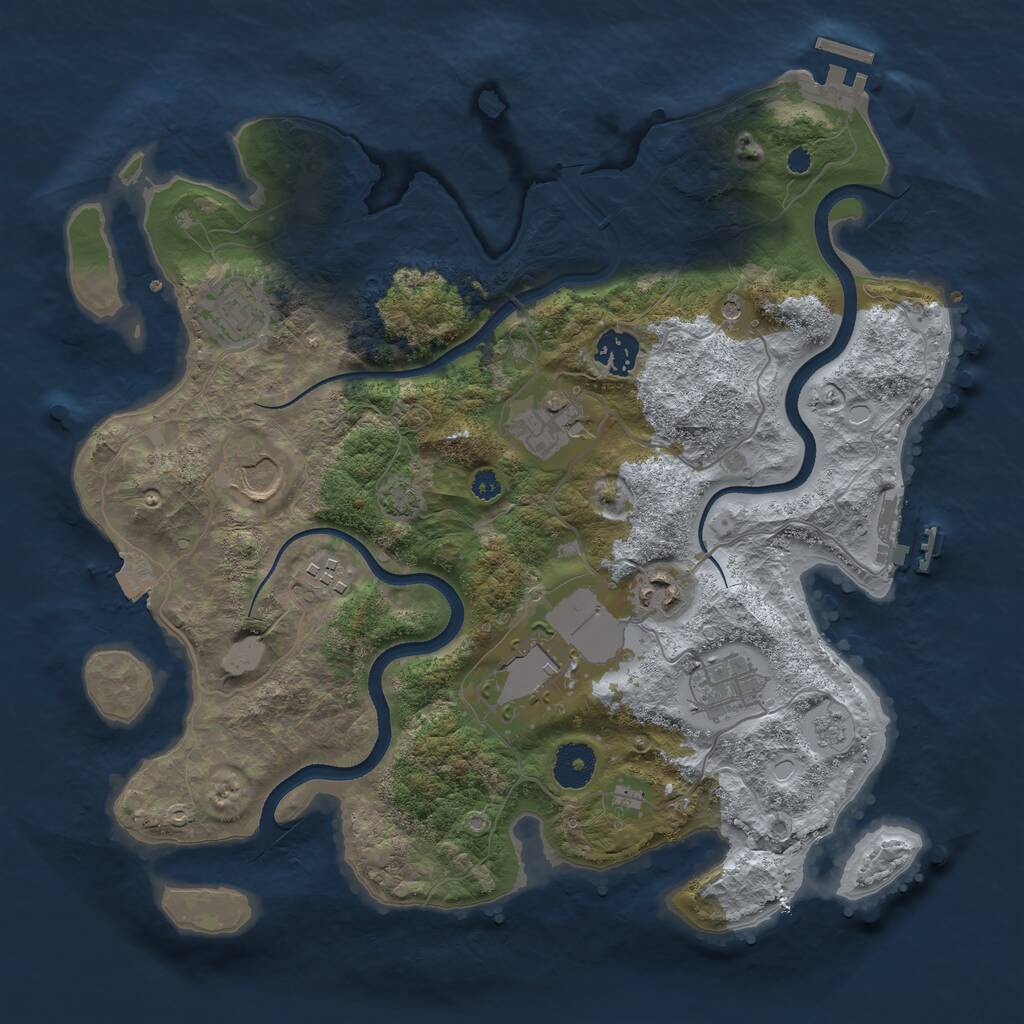 Rust Map: Procedural Map, Size: 3500, Seed: 1854126776, 14 Monuments