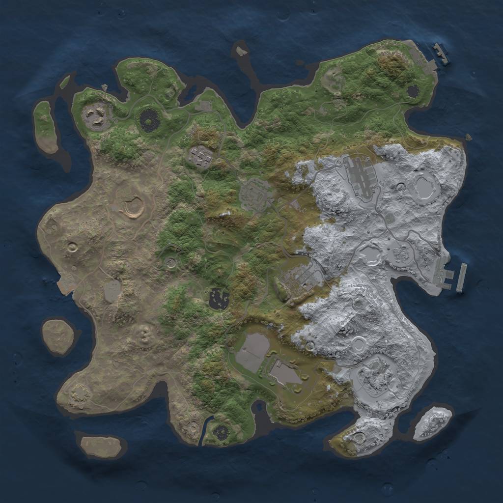 Rust Map: Procedural Map, Size: 3500, Seed: 1854126776, 17 Monuments