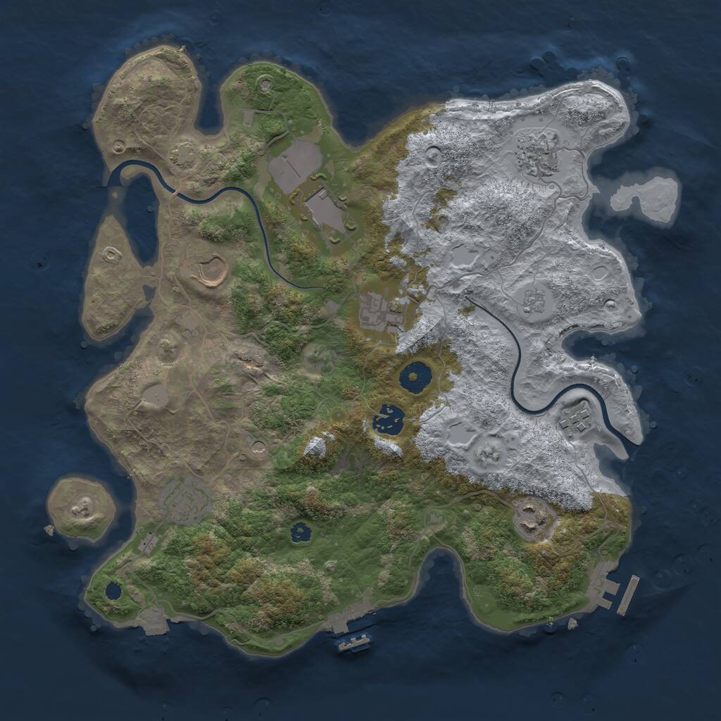 Rust Map: Procedural Map, Size: 3500, Seed: 1133392835, 14 Monuments