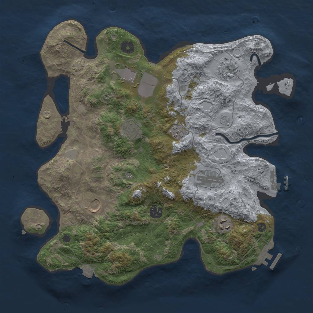 Rust Map: Procedural Map, Size: 3500, Seed: 1133392835, 16 Monuments