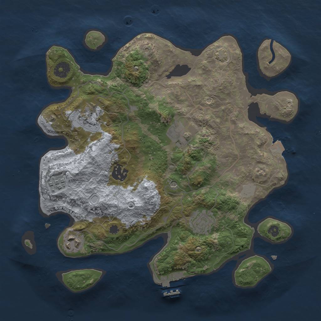 Rust Map: Procedural Map, Size: 3000, Seed: 57945, 12 Monuments