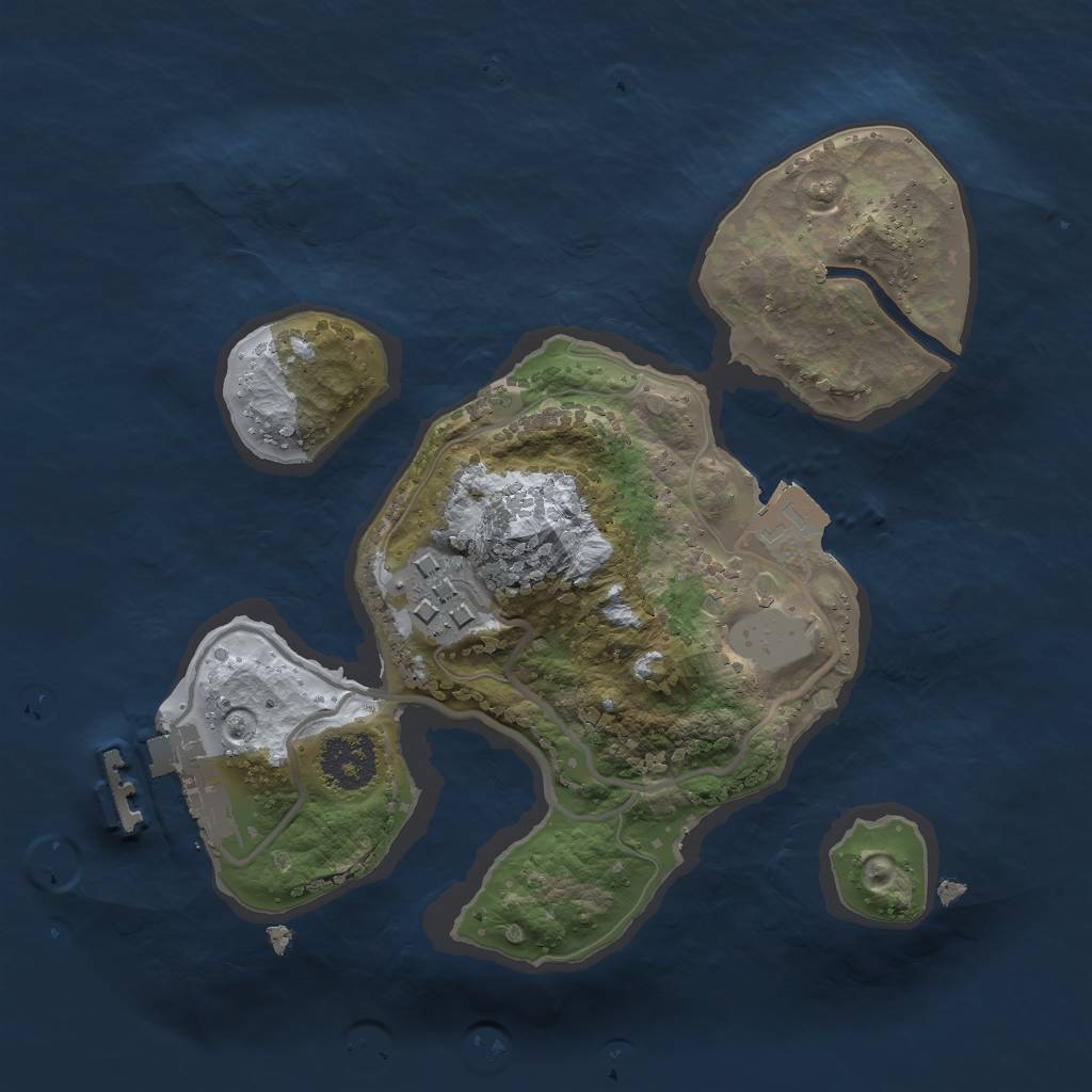 Rust Map: Procedural Map, Size: 2000, Seed: 1887477687, 5 Monuments