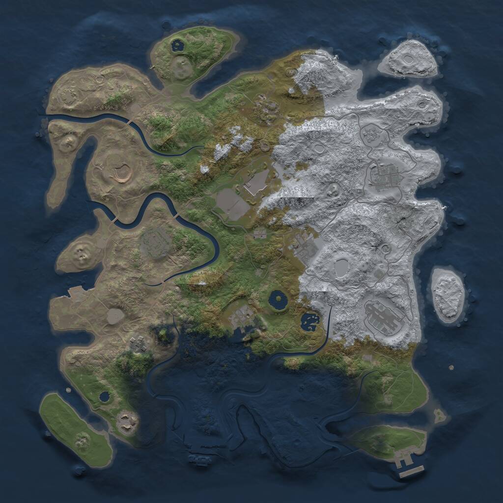 Rust Map: Procedural Map, Size: 3999, Seed: 96302, 17 Monuments