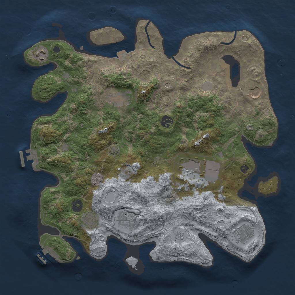 Rust Map: Procedural Map, Size: 3700, Seed: 1510055877, 17 Monuments