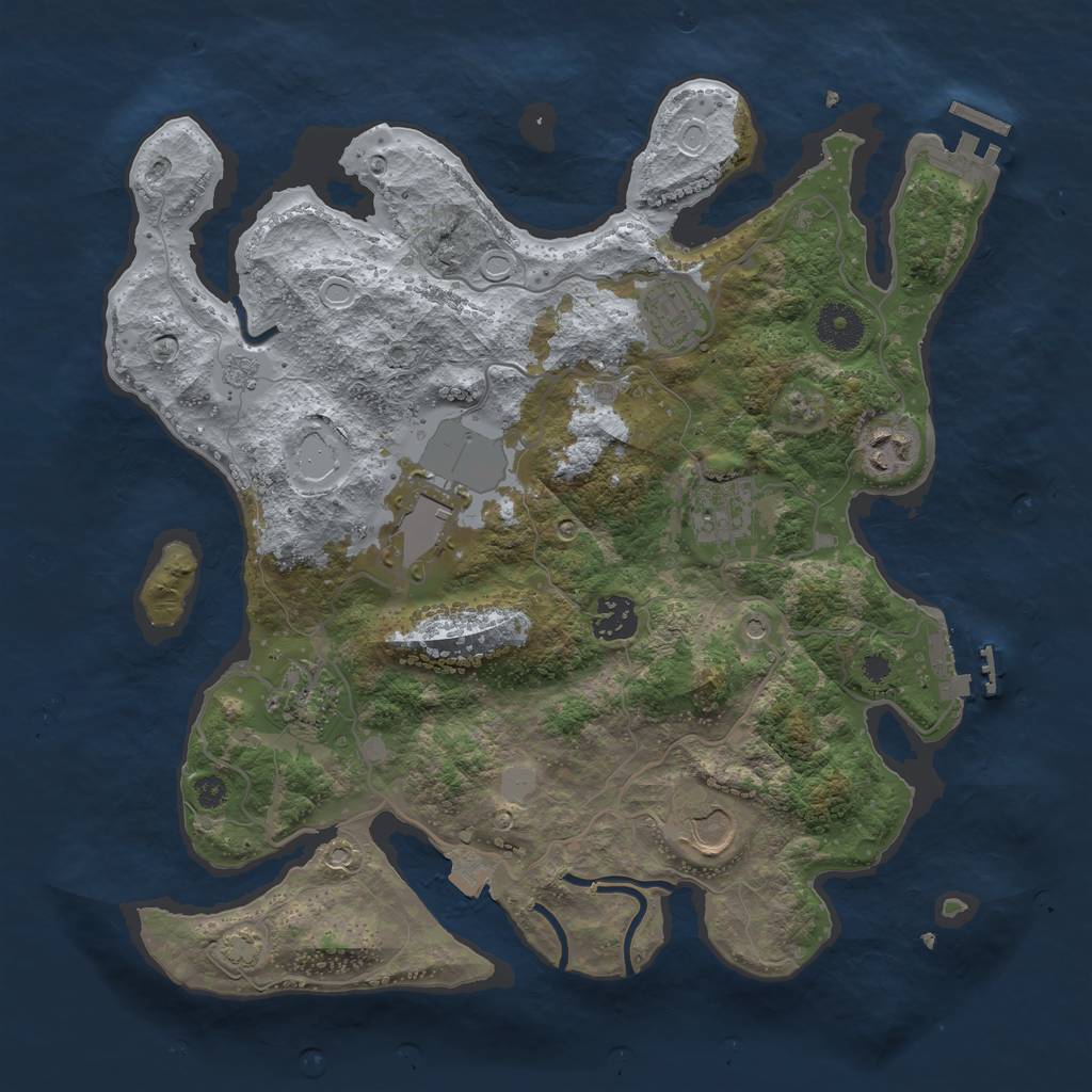 Rust Map: Procedural Map, Size: 3500, Seed: 1732213585, 15 Monuments