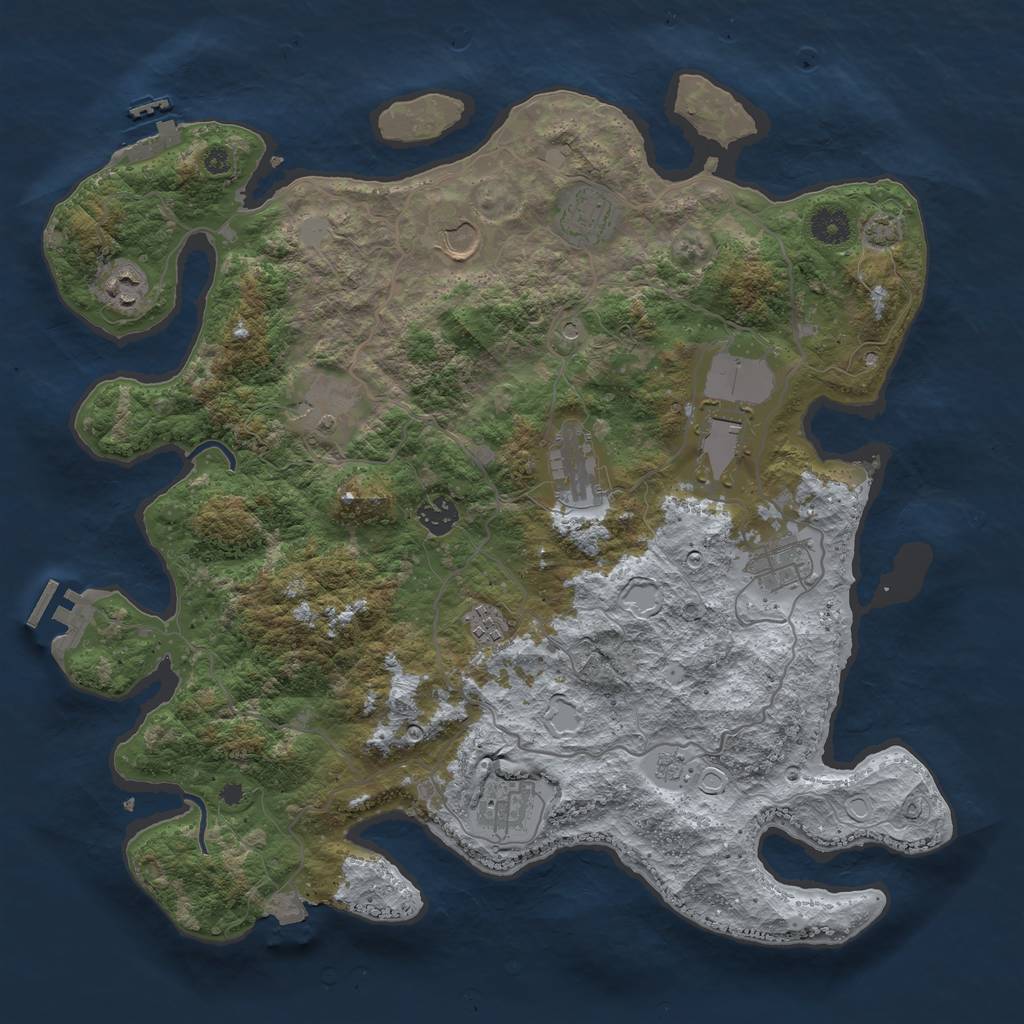 Rust Map: Procedural Map, Size: 4000, Seed: 292815171, 18 Monuments