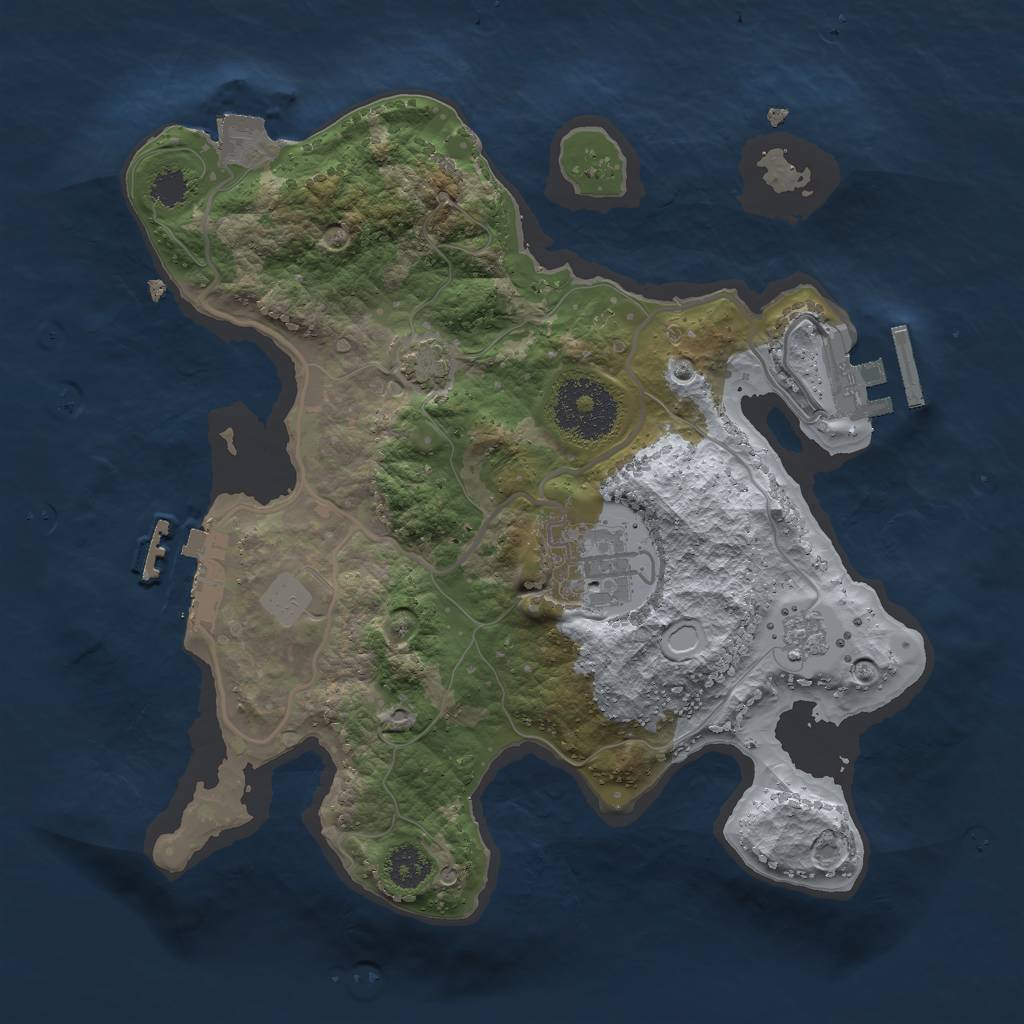 Rust Map: Procedural Map, Size: 2500, Seed: 2866492, 8 Monuments