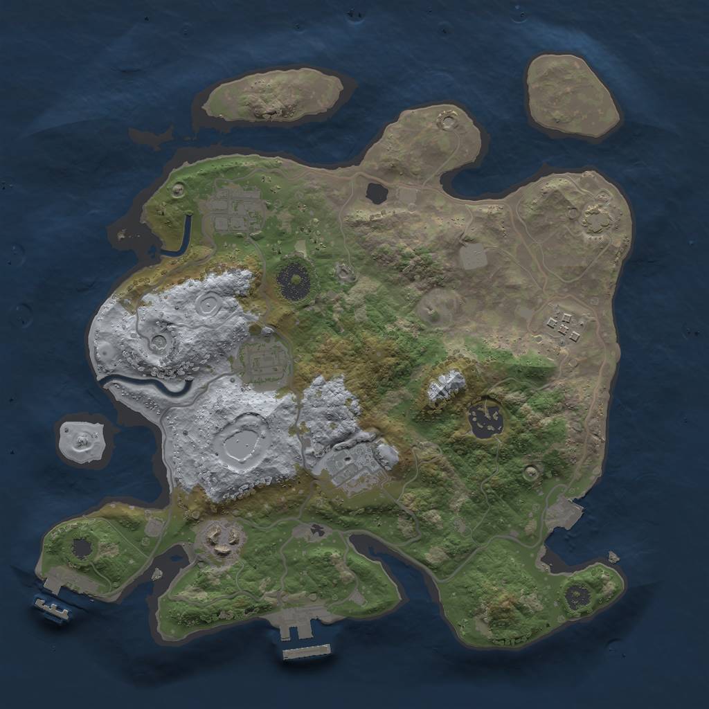 Rust Map: Procedural Map, Size: 3000, Seed: 575671, 13 Monuments