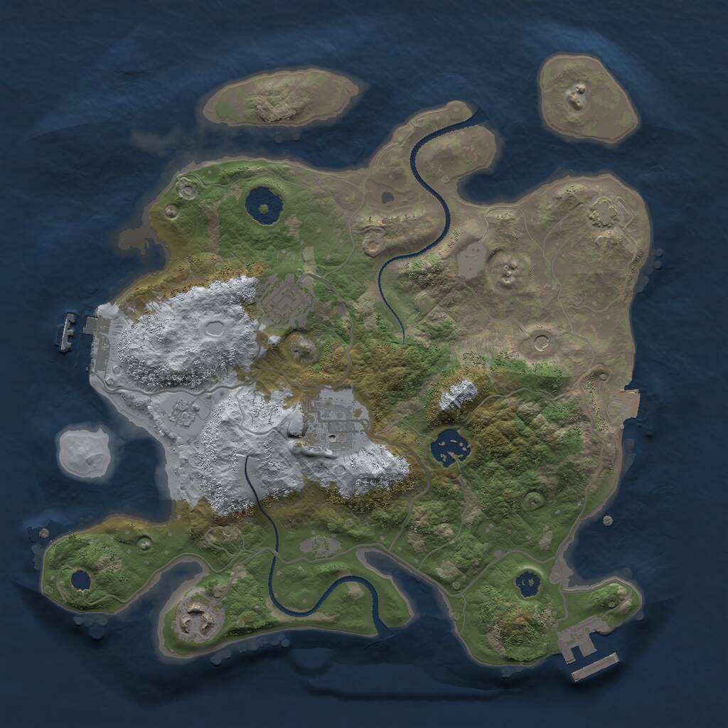 Rust Map: Procedural Map, Size: 3000, Seed: 575671, 10 Monuments