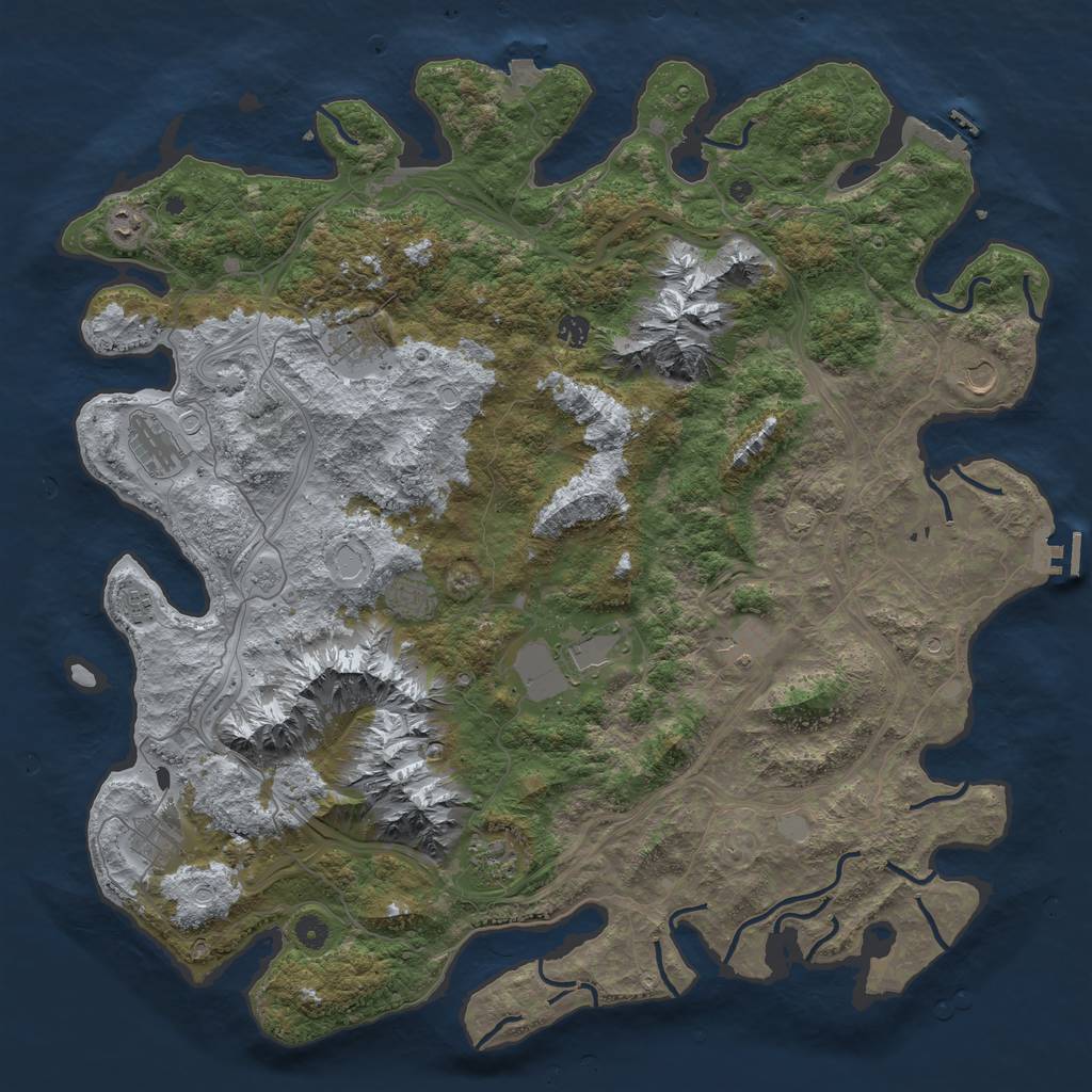 Rust Map: Procedural Map, Size: 5000, Seed: 49990, 19 Monuments