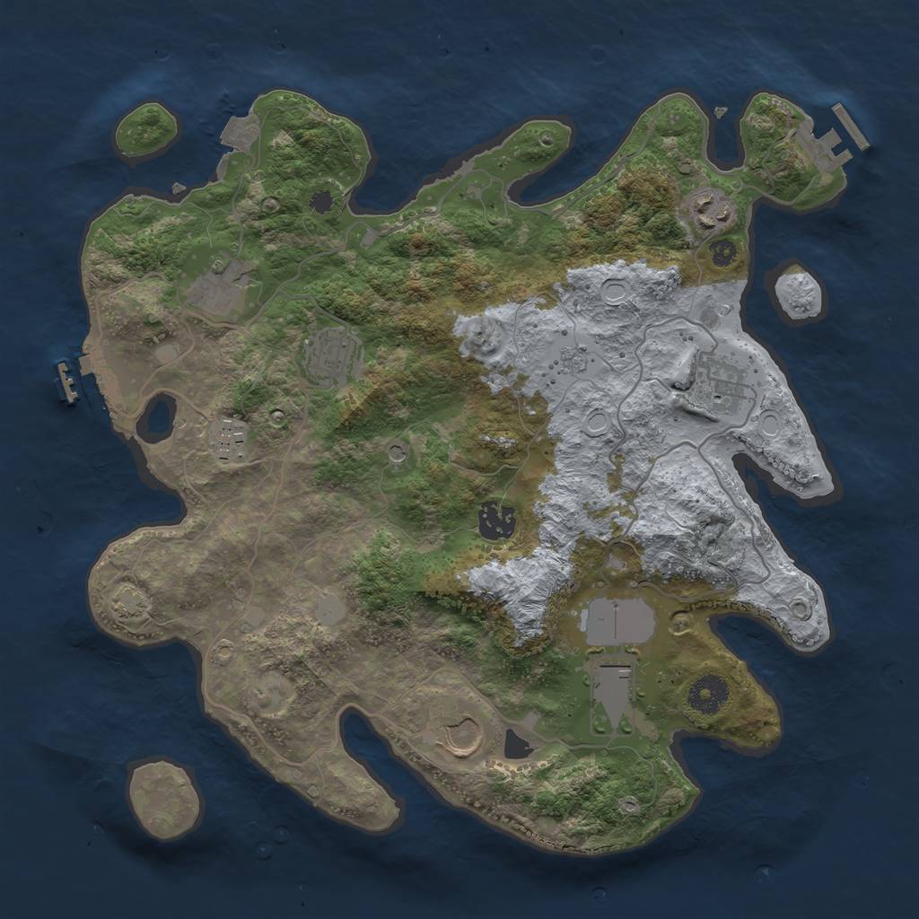 Rust Map: Procedural Map, Size: 3500, Seed: 256307311, 16 Monuments