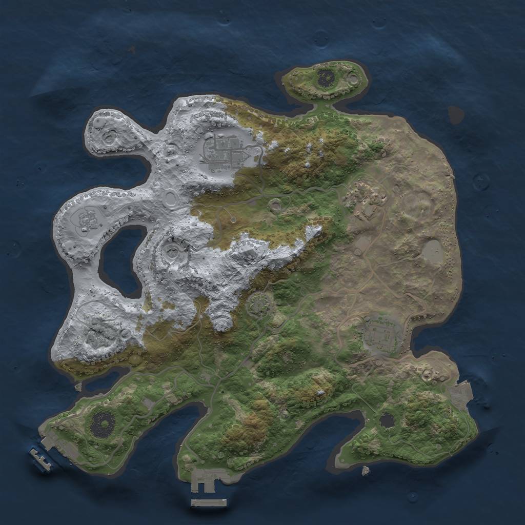 Rust Map: Procedural Map, Size: 3000, Seed: 23816, 11 Monuments