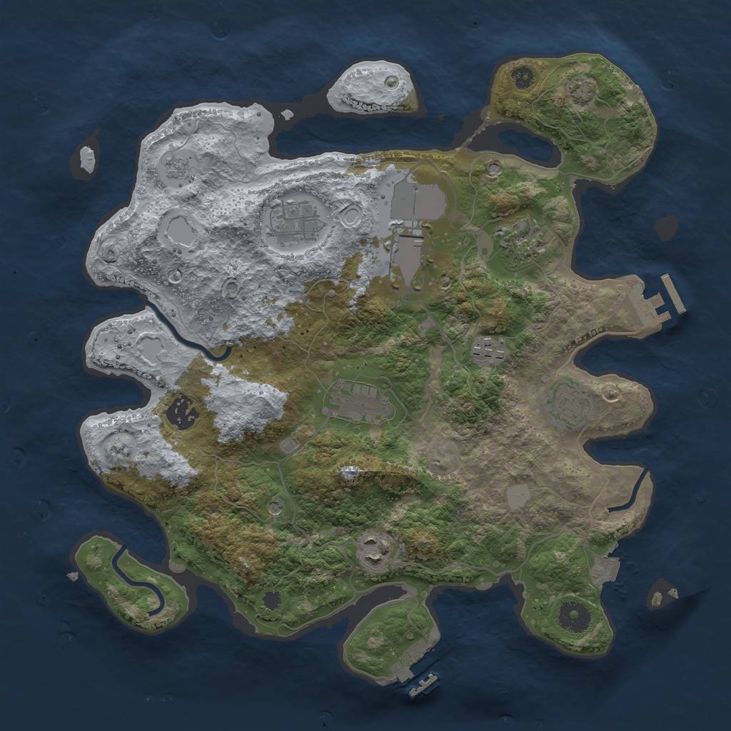 Rust Map: Procedural Map, Size: 3500, Seed: 236895047, 16 Monuments