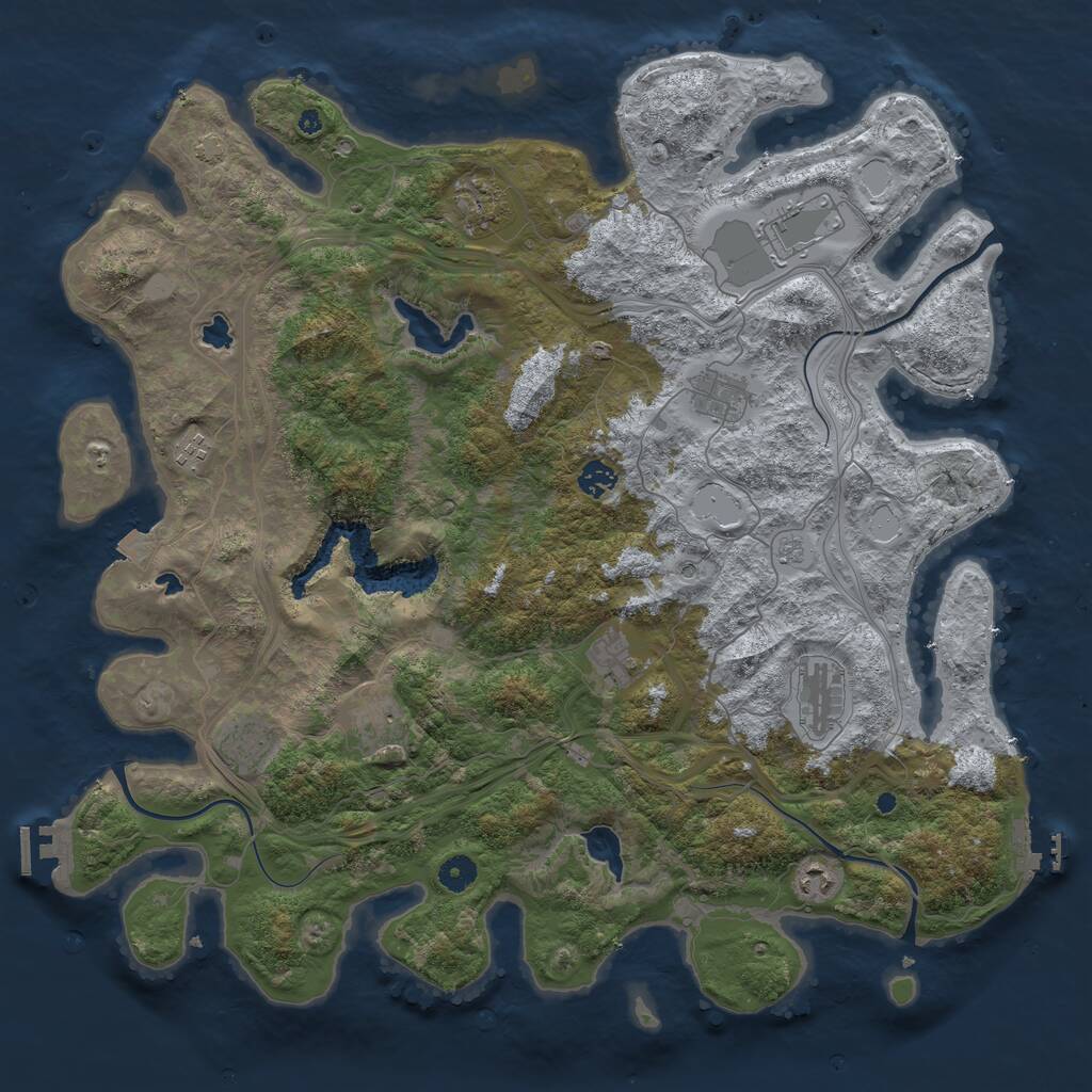 Rust Map: Procedural Map, Size: 4500, Seed: 49476342, 16 Monuments