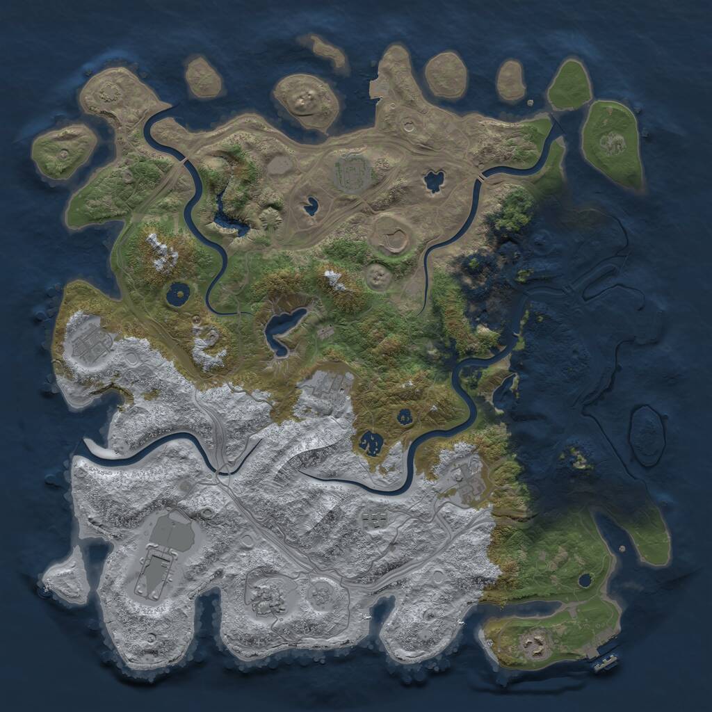 Rust Map: Procedural Map, Size: 4500, Seed: 100321, 16 Monuments