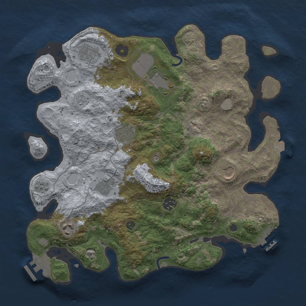 Rust Map: Procedural Map, Size: 3500, Seed: 509417, 16 Monuments