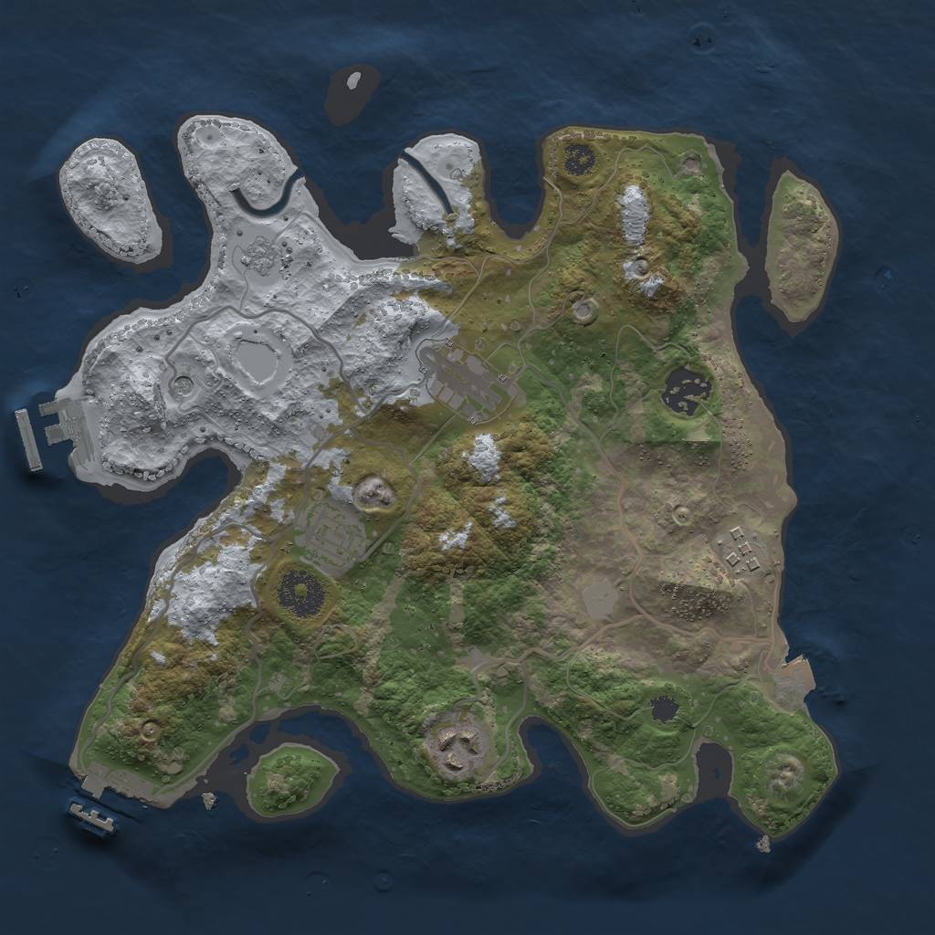 Rust Map: Procedural Map, Size: 3000, Seed: 1105056885, 12 Monuments