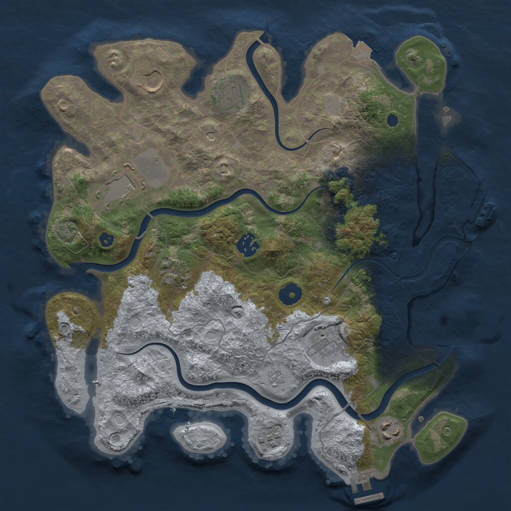 Rust Map: Procedural Map, Size: 3500, Seed: 831196162, 14 Monuments