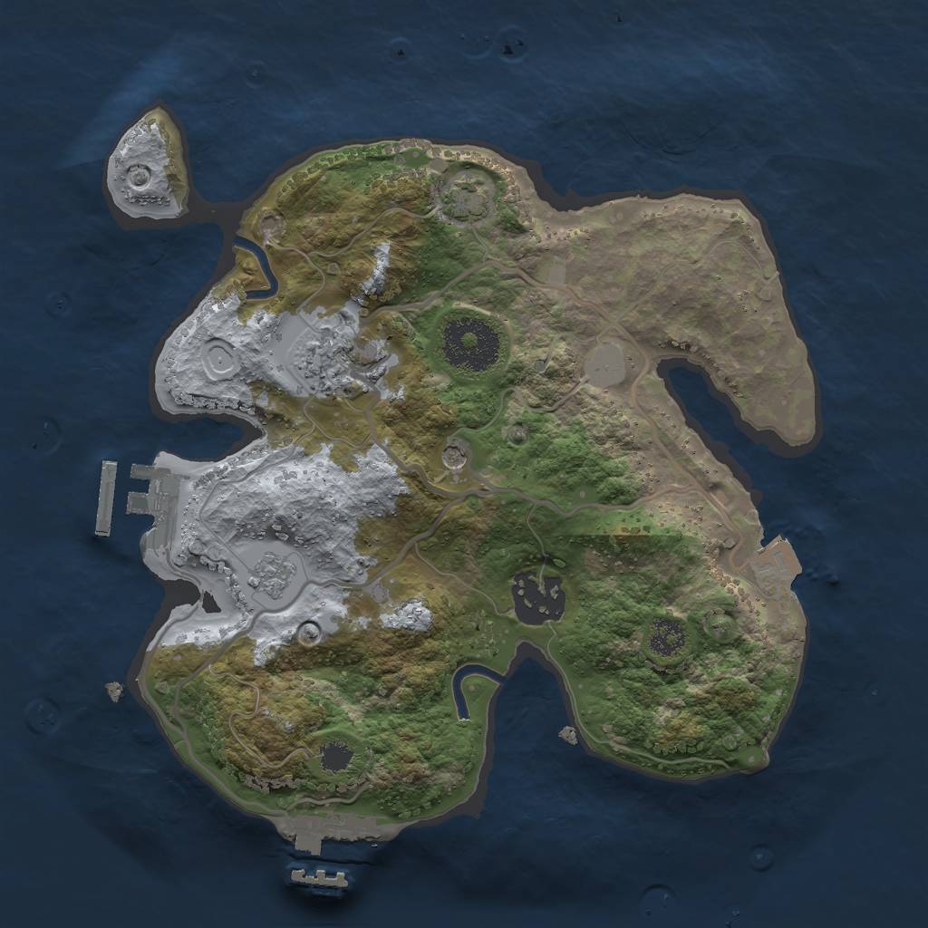 Rust Map: Procedural Map, Size: 2500, Seed: 50030, 10 Monuments