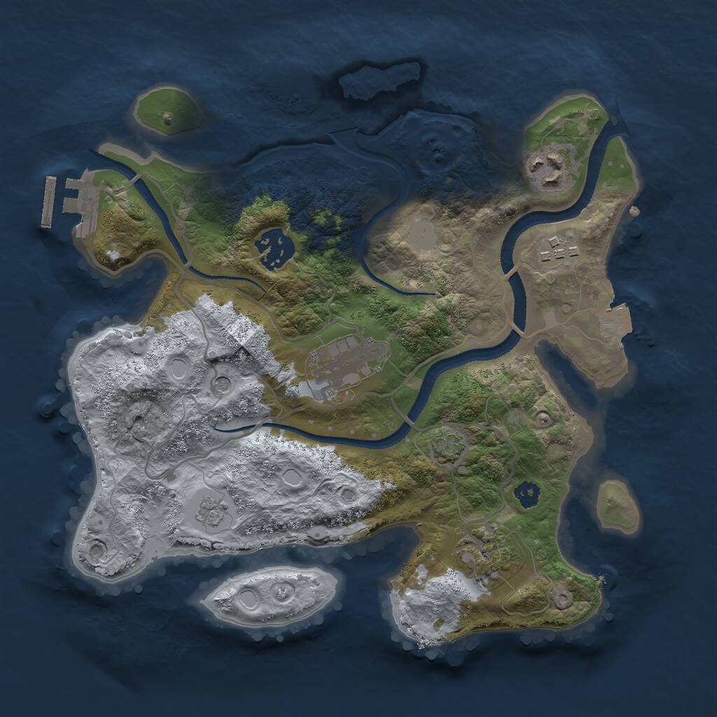 Rust Map: Procedural Map, Size: 2800, Seed: 734797410, 10 Monuments
