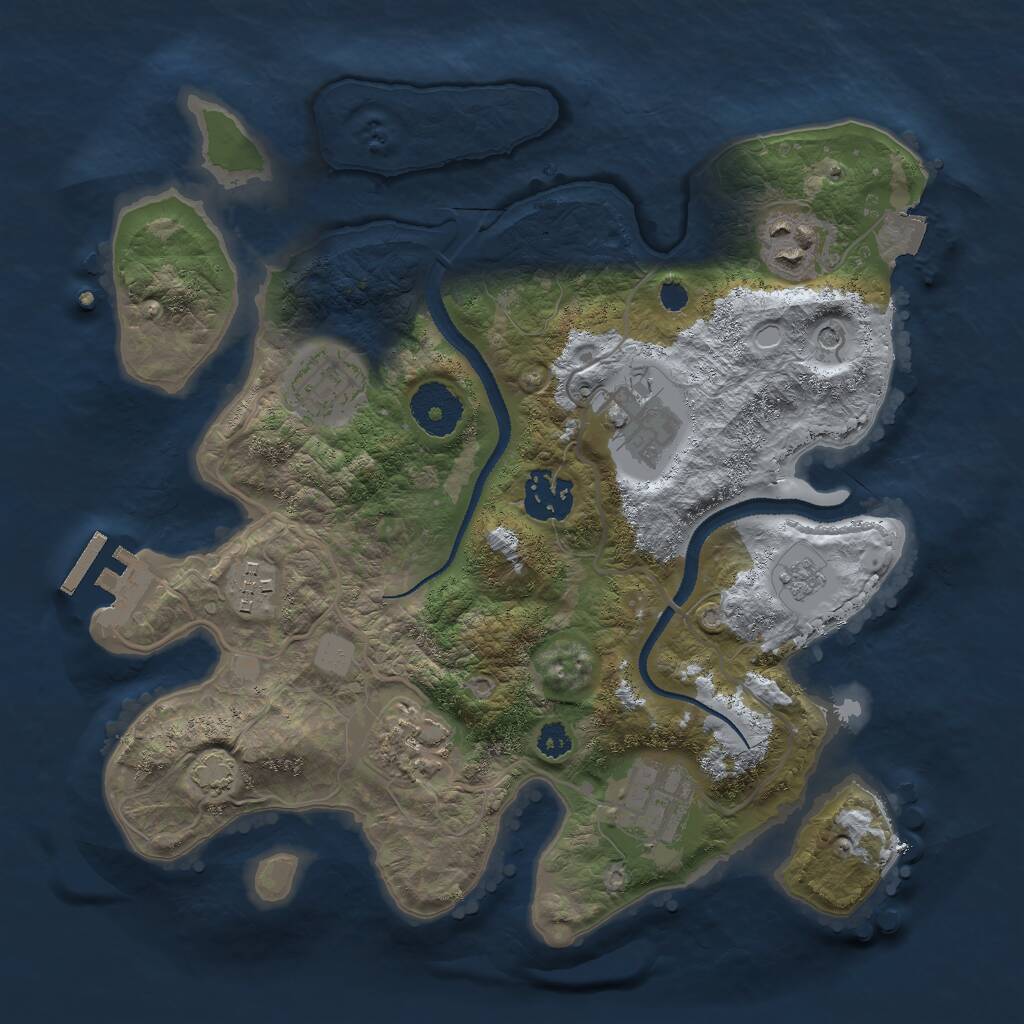 Rust Map: Procedural Map, Size: 3000, Seed: 9939, 12 Monuments