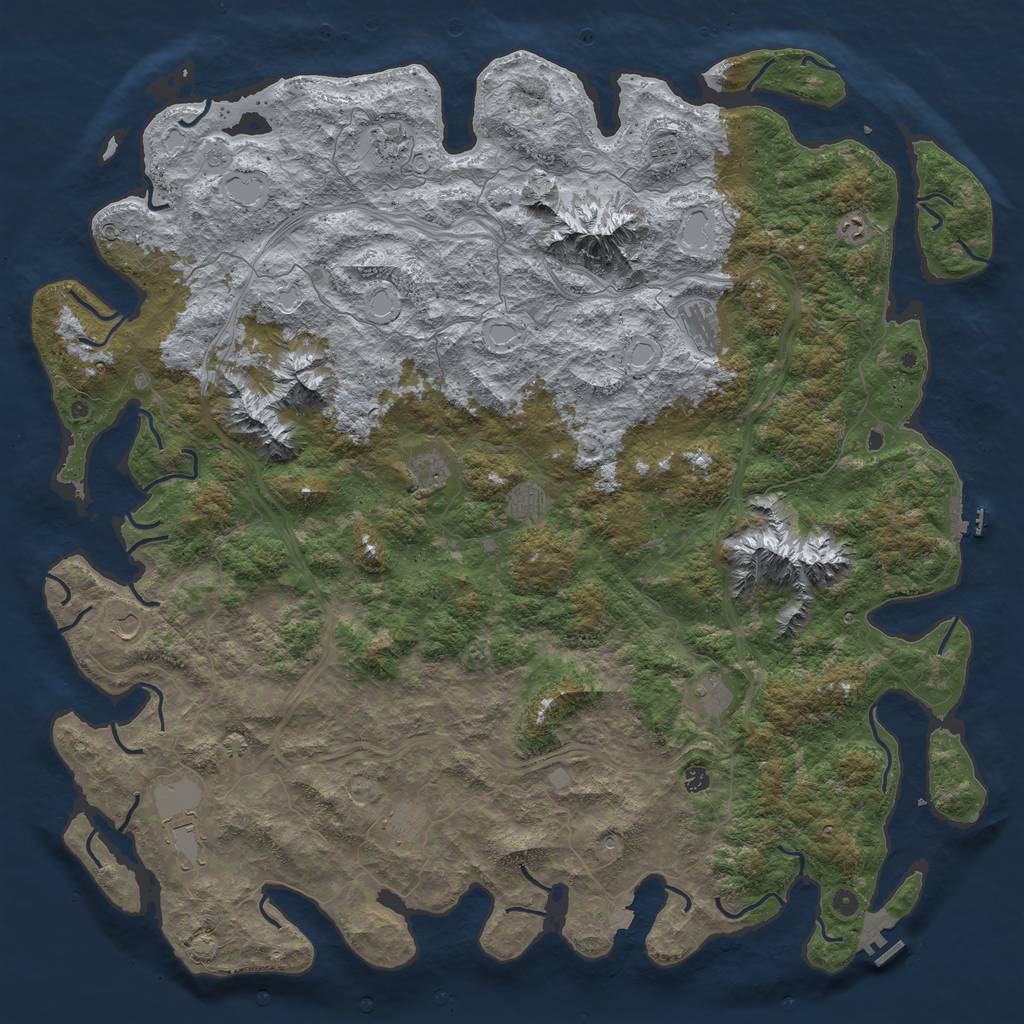 Rust Map: Procedural Map, Size: 6000, Seed: 1040175564, 19 Monuments