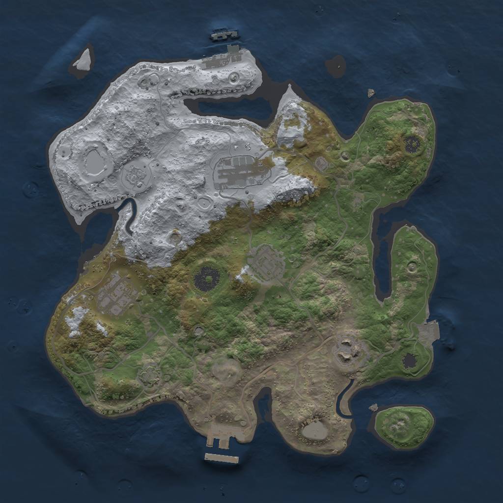 Rust Map: Procedural Map, Size: 3000, Seed: 3979, 11 Monuments