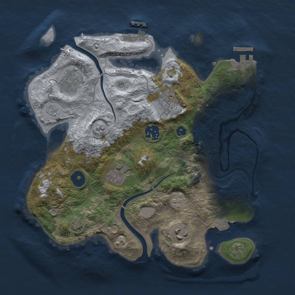 Rust Map: Procedural Map, Size: 3000, Seed: 3979, 12 Monuments