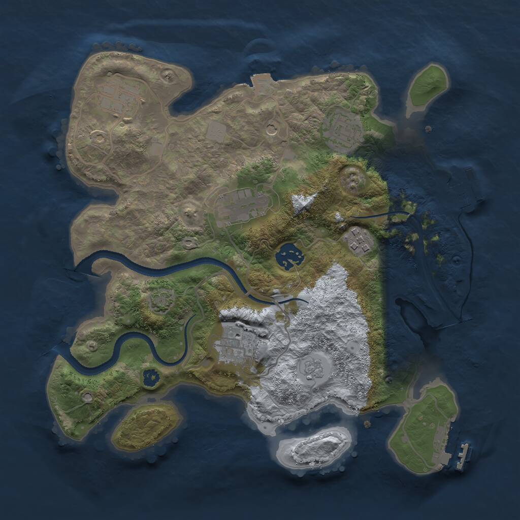 Rust Map: Procedural Map, Size: 3000, Seed: 848407009, 12 Monuments
