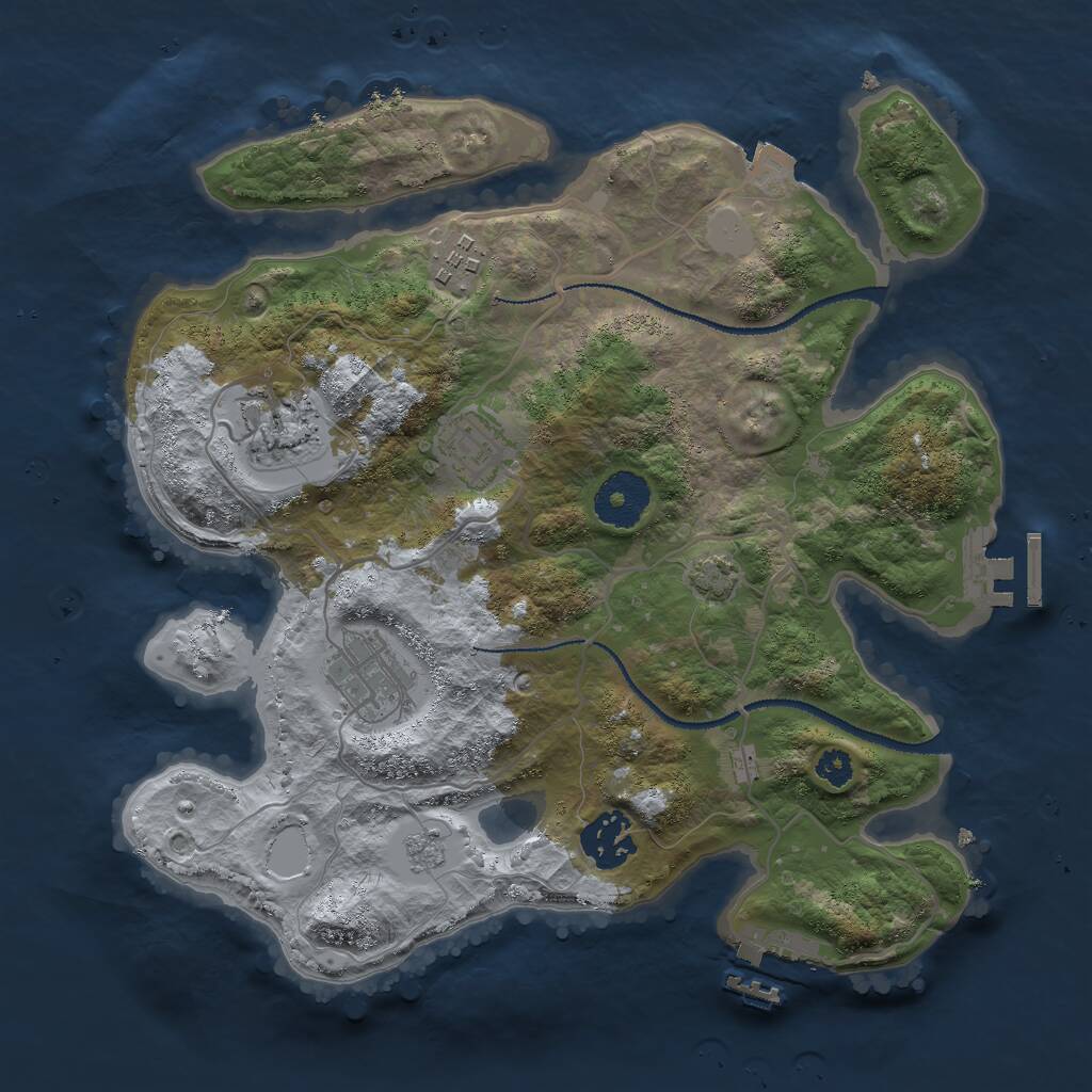 Rust Map: Procedural Map, Size: 3000, Seed: 5684125, 10 Monuments
