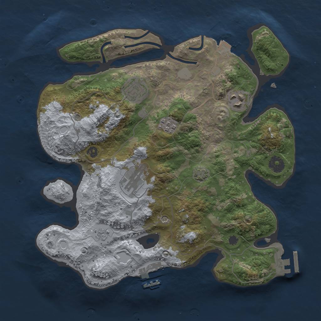 Rust Map: Procedural Map, Size: 3000, Seed: 5684125, 12 Monuments