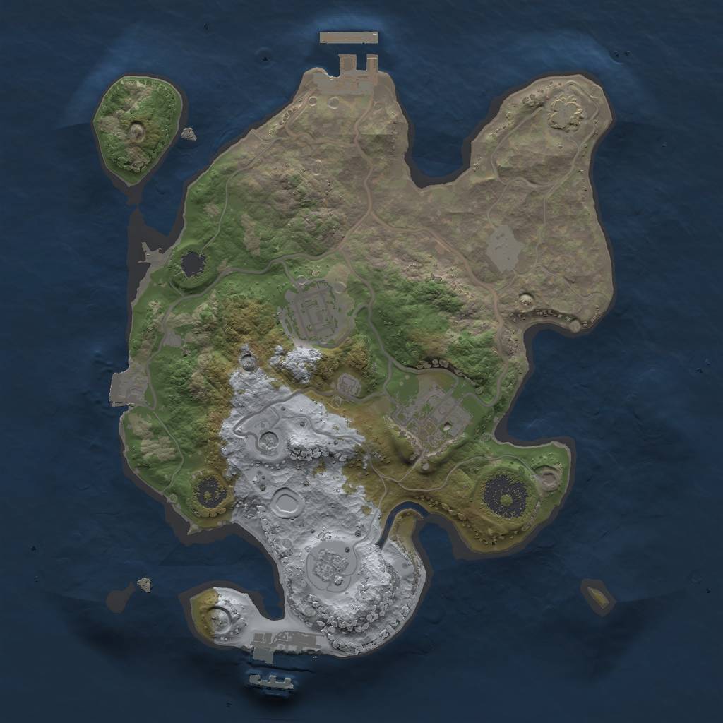 Rust Map: Procedural Map, Size: 2500, Seed: 1160823956, 10 Monuments