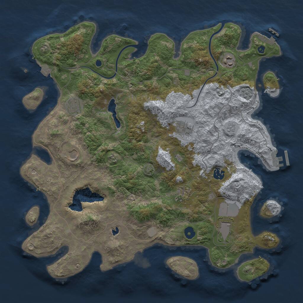Rust Map: Procedural Map, Size: 4000, Seed: 1942053732, 14 Monuments